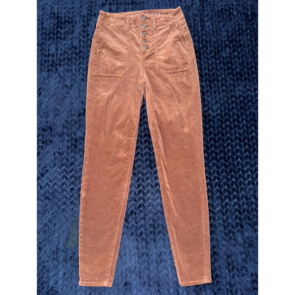 American Eagle Outfitters Rust Corduroy High-Waist Trousers